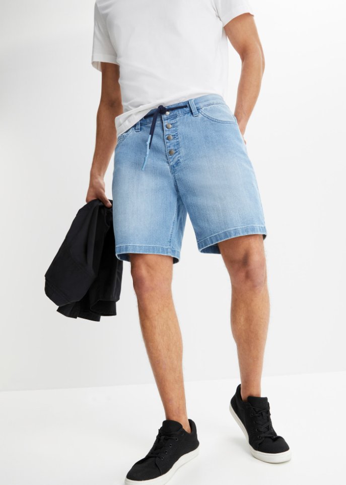 Stretch-Long-Jeans-Shorts, Loose Fit