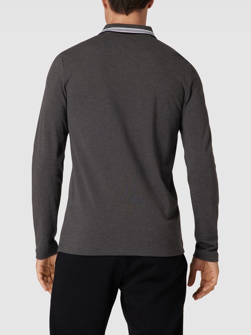 Poloshirt mit langen Ärmeln Modell 'PLISY' in anthrazit