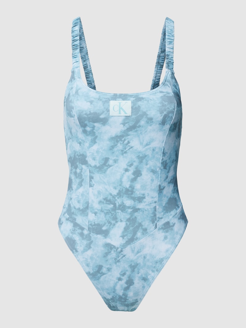 Badeanzug mit Allover-Muster in hellblau