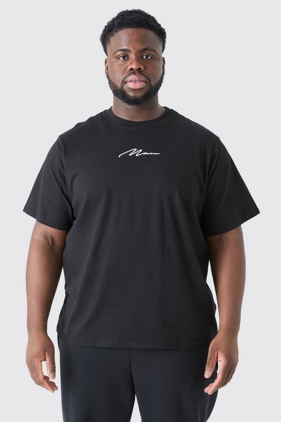 Plus T-Shirt mit Man Signature Stickerei