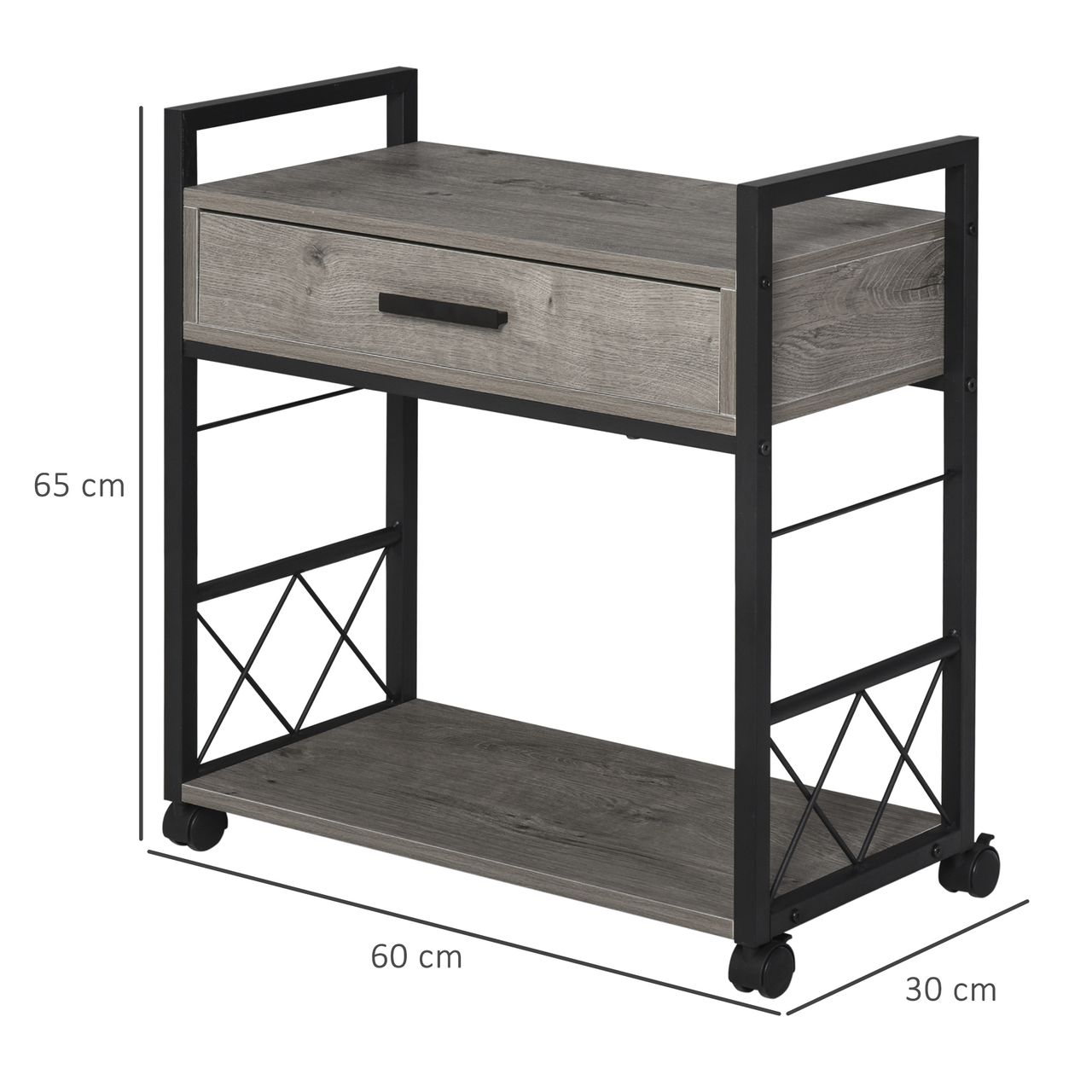 HOMCOM Beistelltisch Servierwagen mit Schublade Ablage Küchenwagen Sideboard