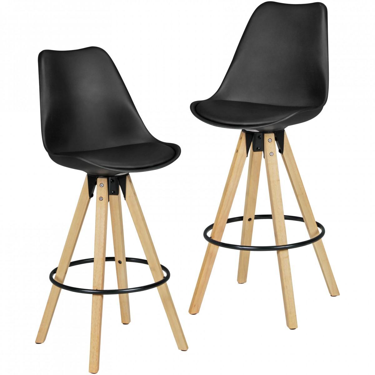 Wohnling 2er Set Barhocker LIMA Schwarz Retro
