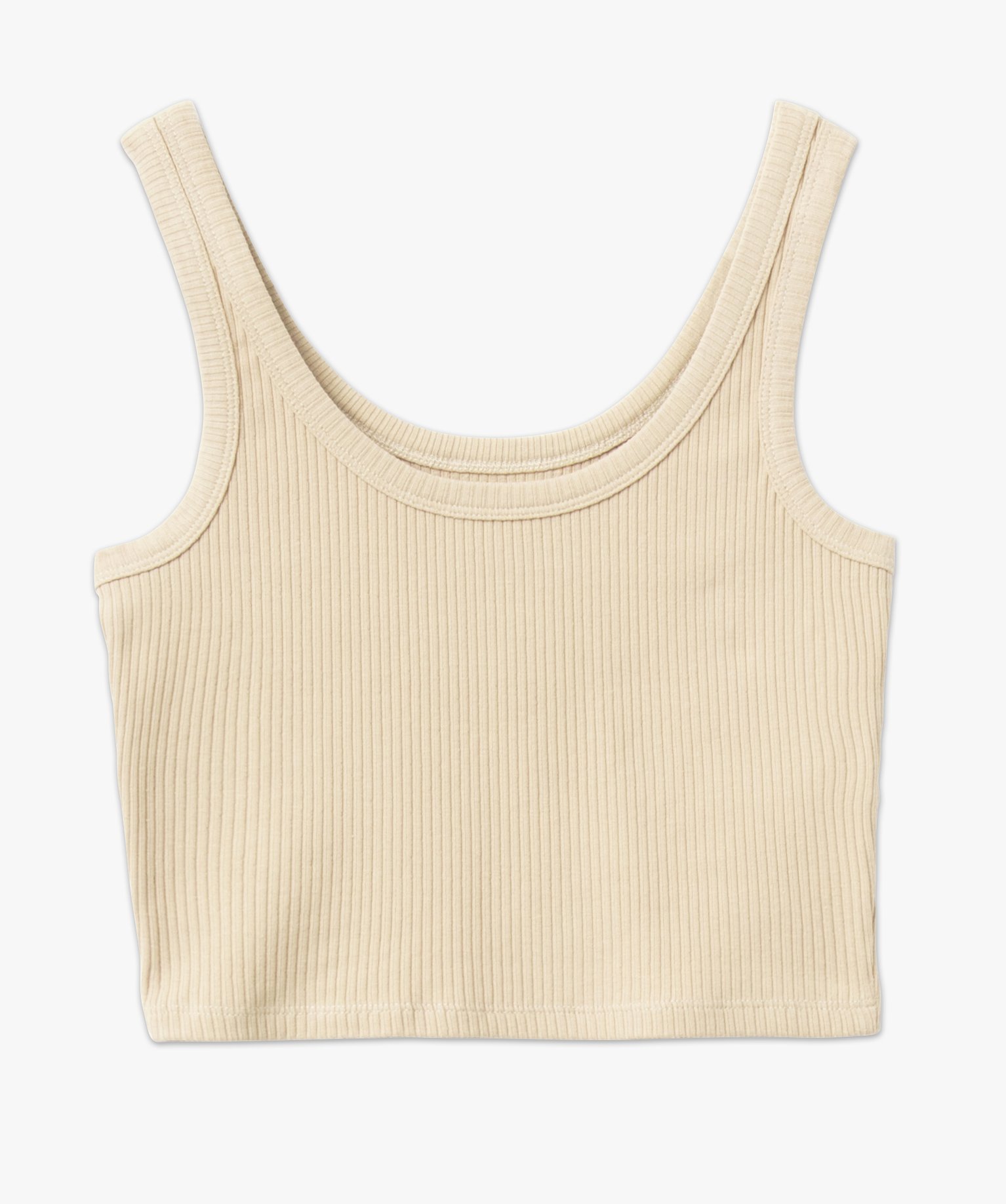 Débardeur court en maille ctelée femme beige | GEMO