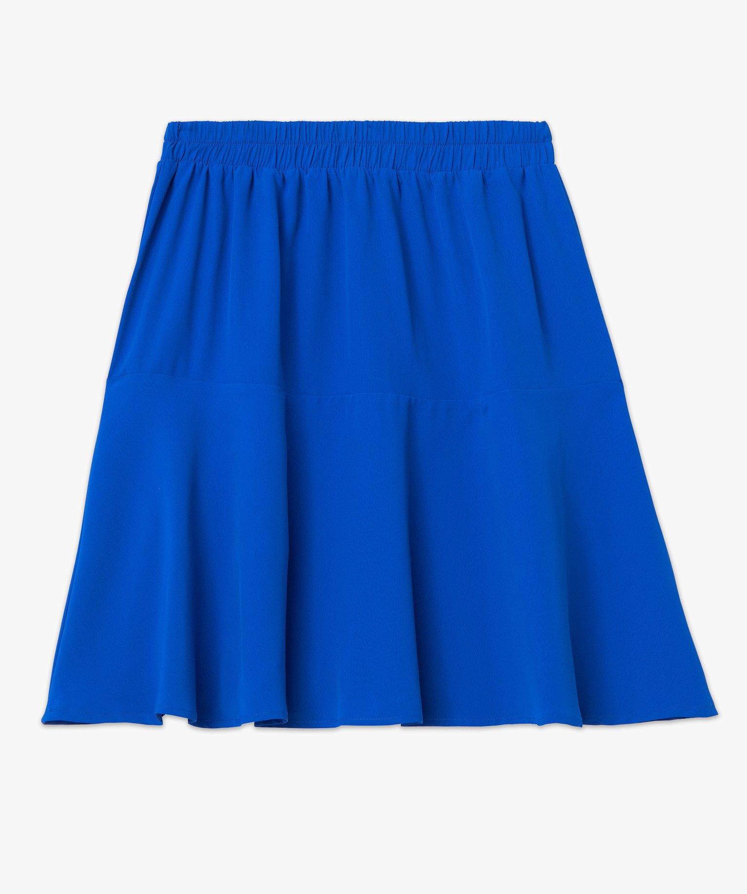 Jupe courte ample et fluide unie femme bleu | GEMO