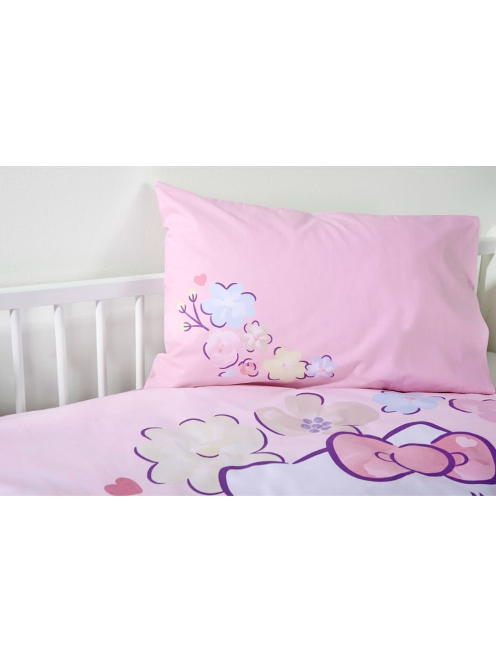 Herding 2 tlg. Renforcé Bettwäsche 100x135cm Hello Kitty in Rosa günstig kaufen 100x135 cm