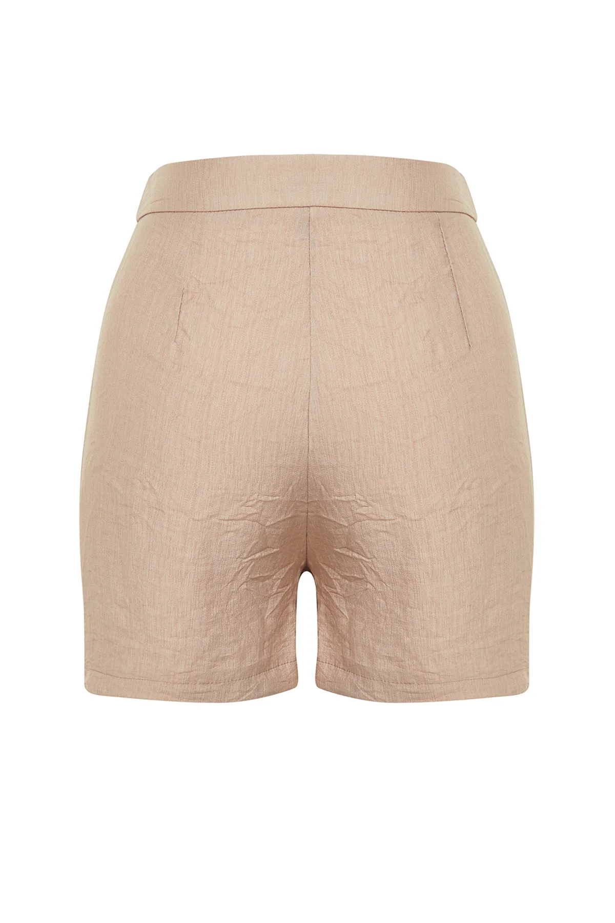 Trendyol Collection  Kamelfarbene, gewebte Shorts in Leinenoptik mit Taschendetails TWOSS24SR00018