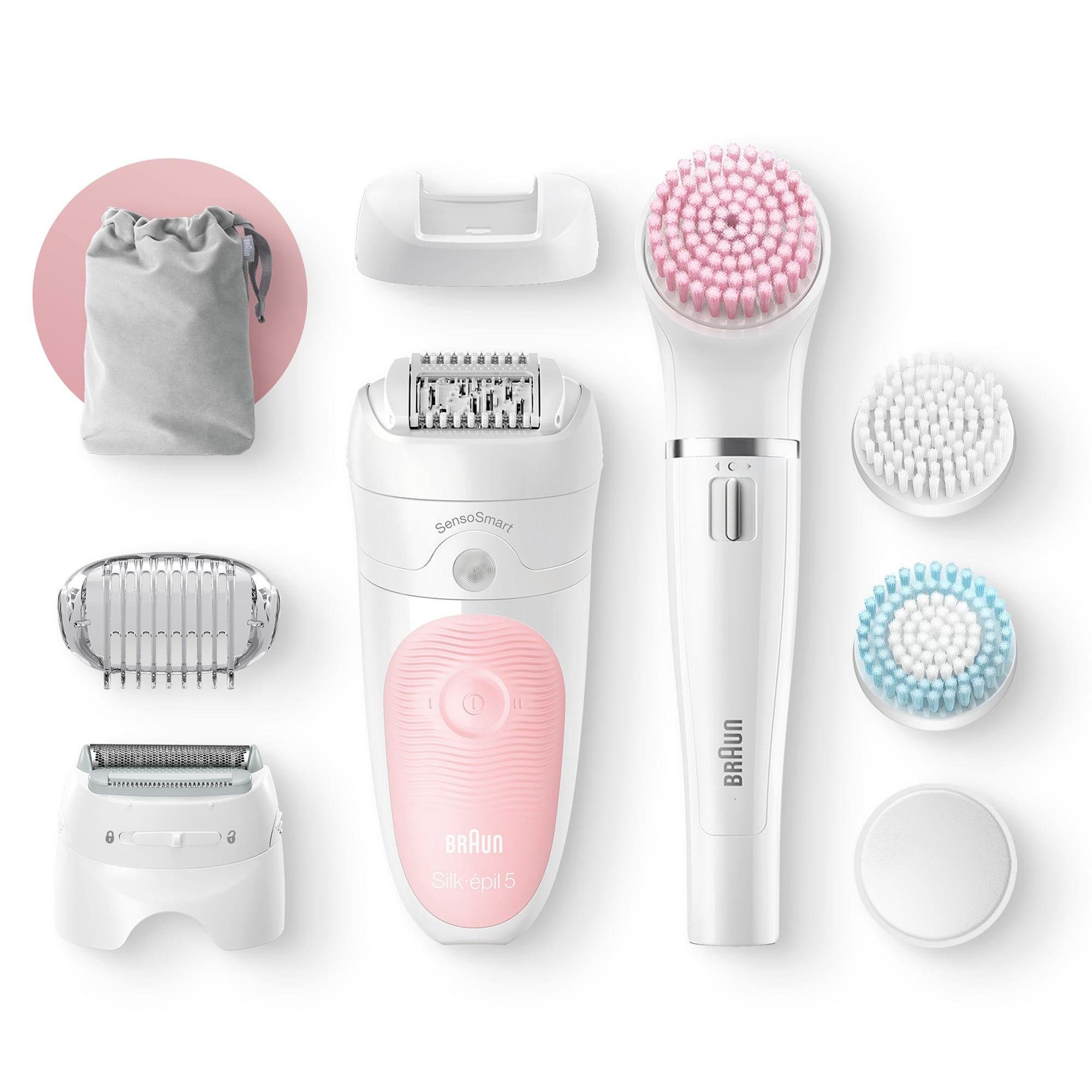 Braun Epilierer Silk-épil Deluxe Beauty-Set 5-895, Aufsätze: 4 St., Kabellose Wet&Dry Haarentfernung 6-in-1 Epilierer für Gesicht & Körper