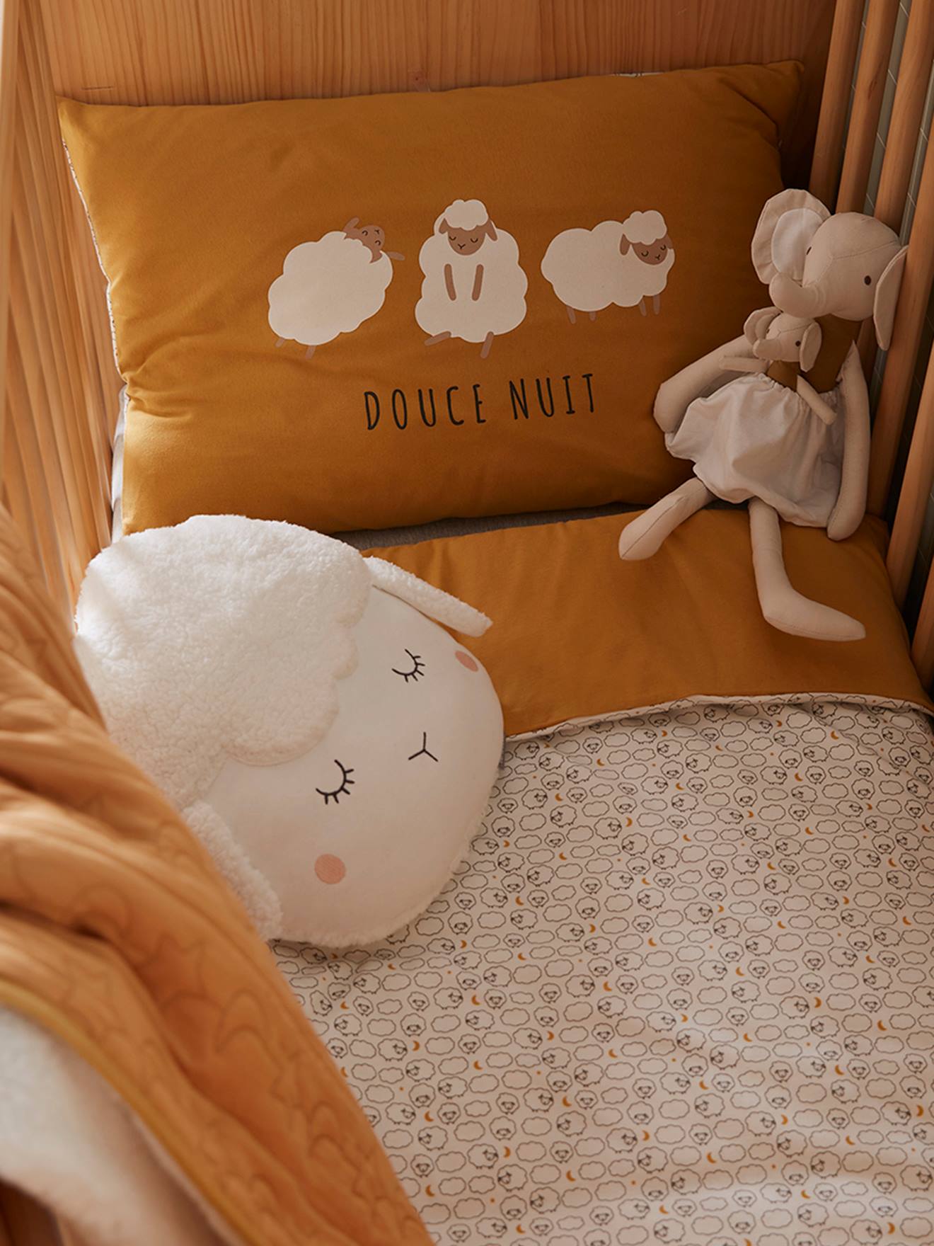 Vertbaudet Kinderzimmer-Kissen SCHÄFCHEN - wollweiß