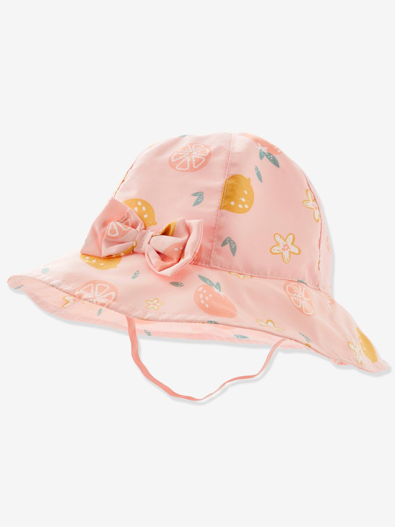 Chapeau imprimé bébé fille rose pâle imprimé