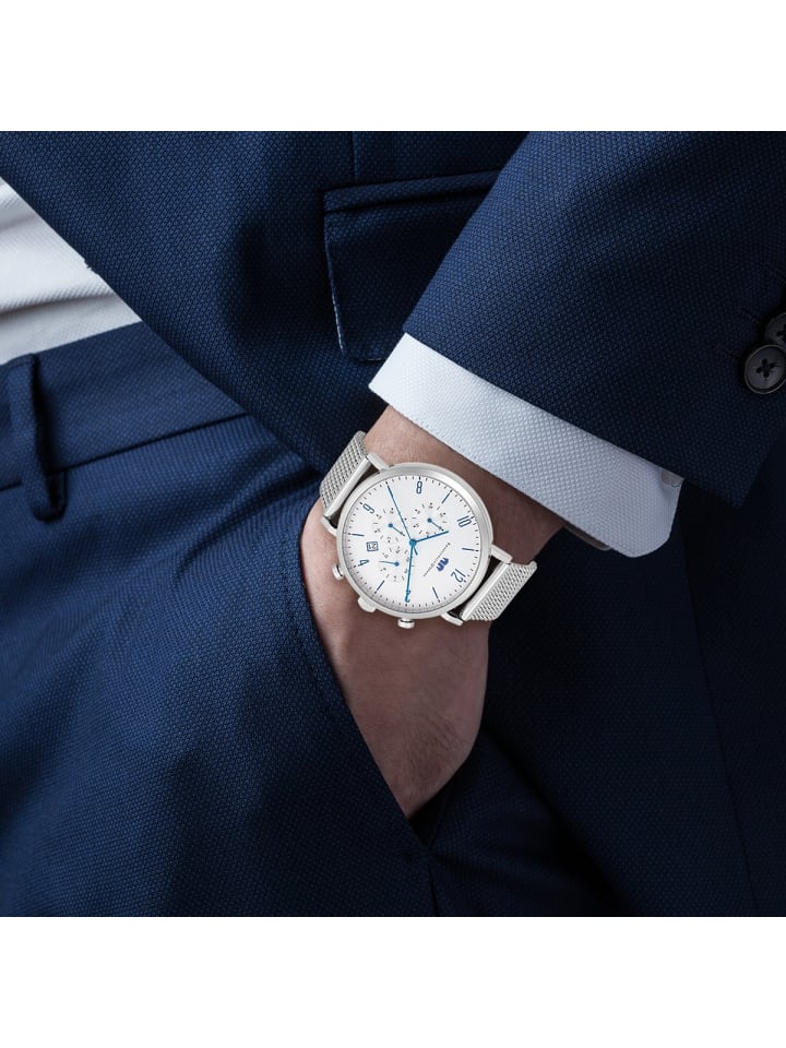 Rhodenwald & Söhne Herren Chronograph silber Edelstahl silber in silber günstig kaufen 21,5 cm