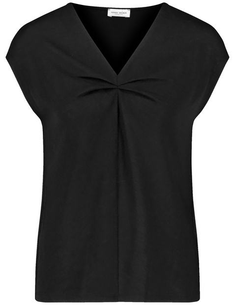 Kurzarmshirt mit Faltendetail