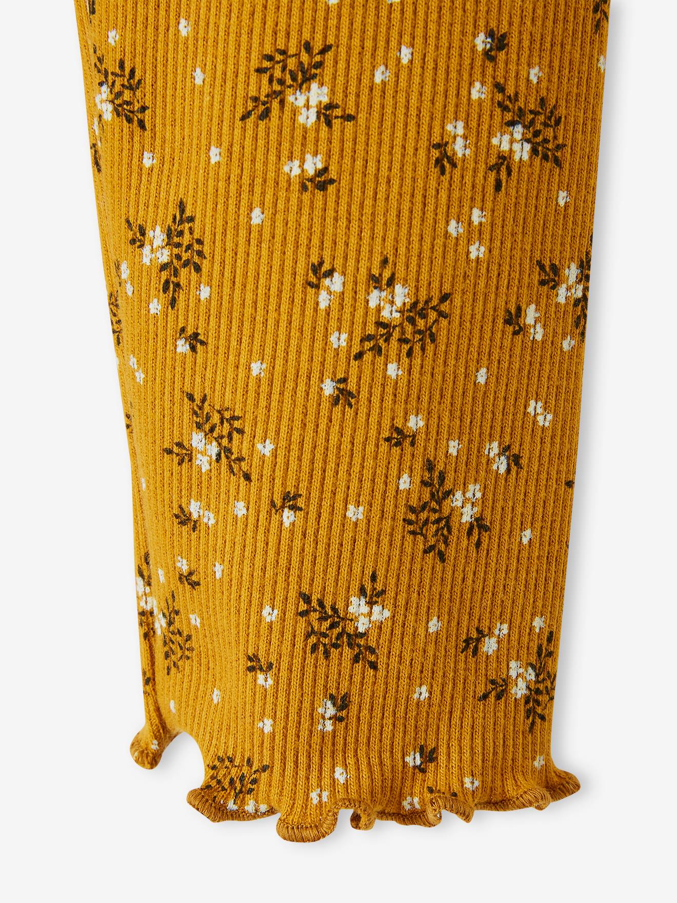 Legging imprimé en maille côtelée fille marine