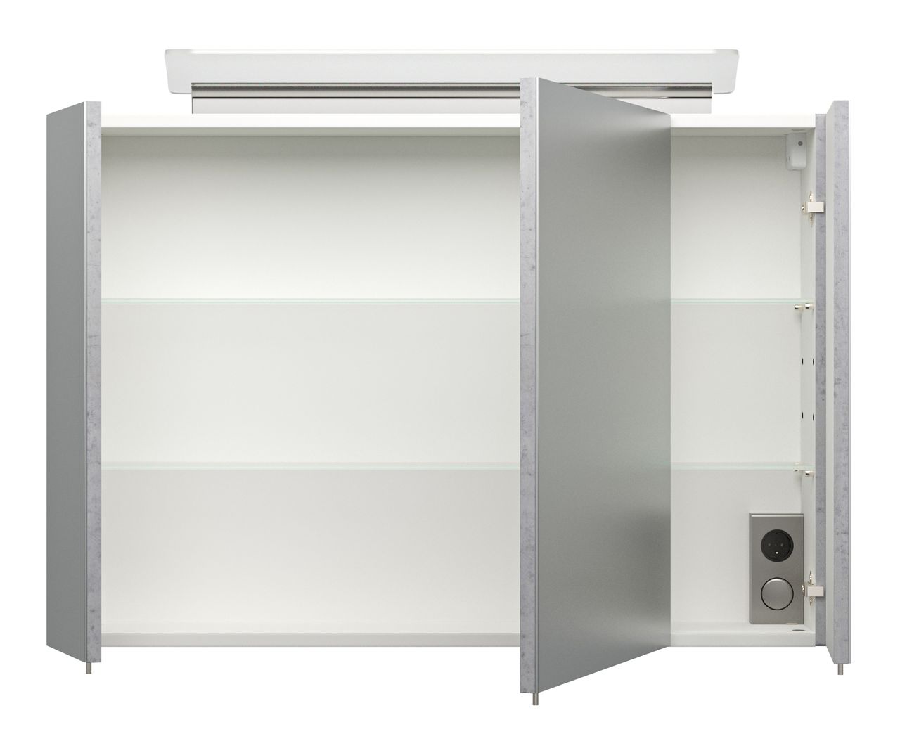 Posseik Spiegelschrank 90 inklusive LED-Acrylglaslampe beton EEK: F