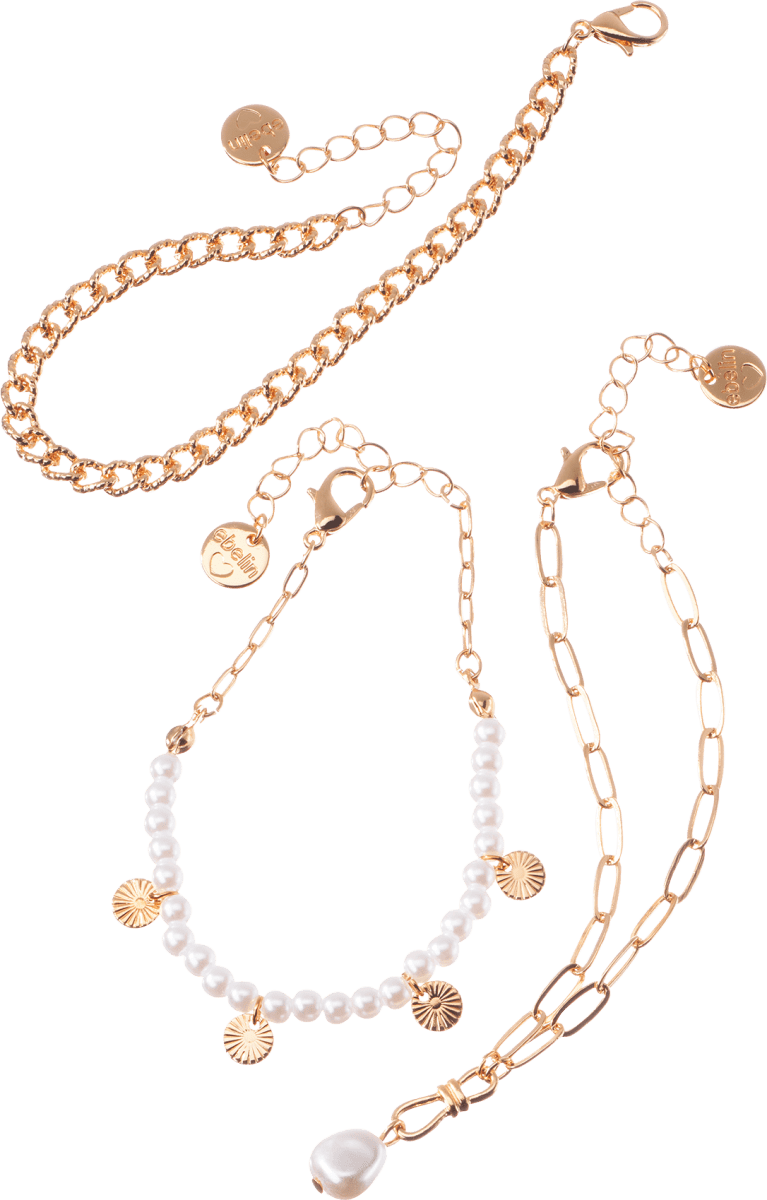 Armbänder mit Perlen Gold-Optik, 3 St