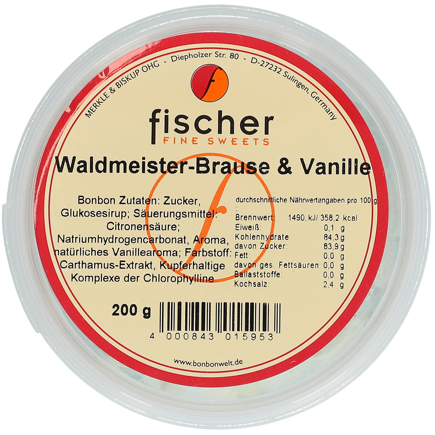 fischer Fine Sweets Waldmeister-Brause & Vanille 200g