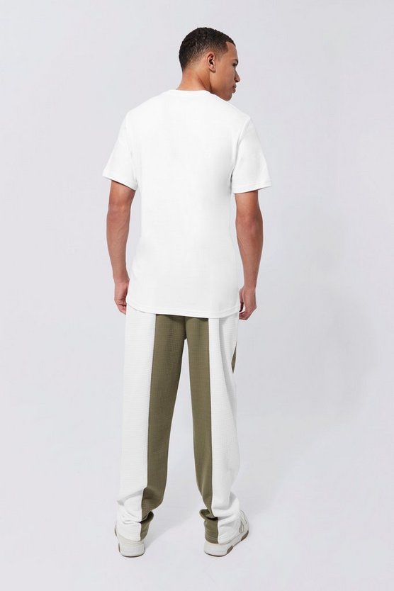 Tall Colorblock Jogginghose in Waffeloptik mit geradem Bein