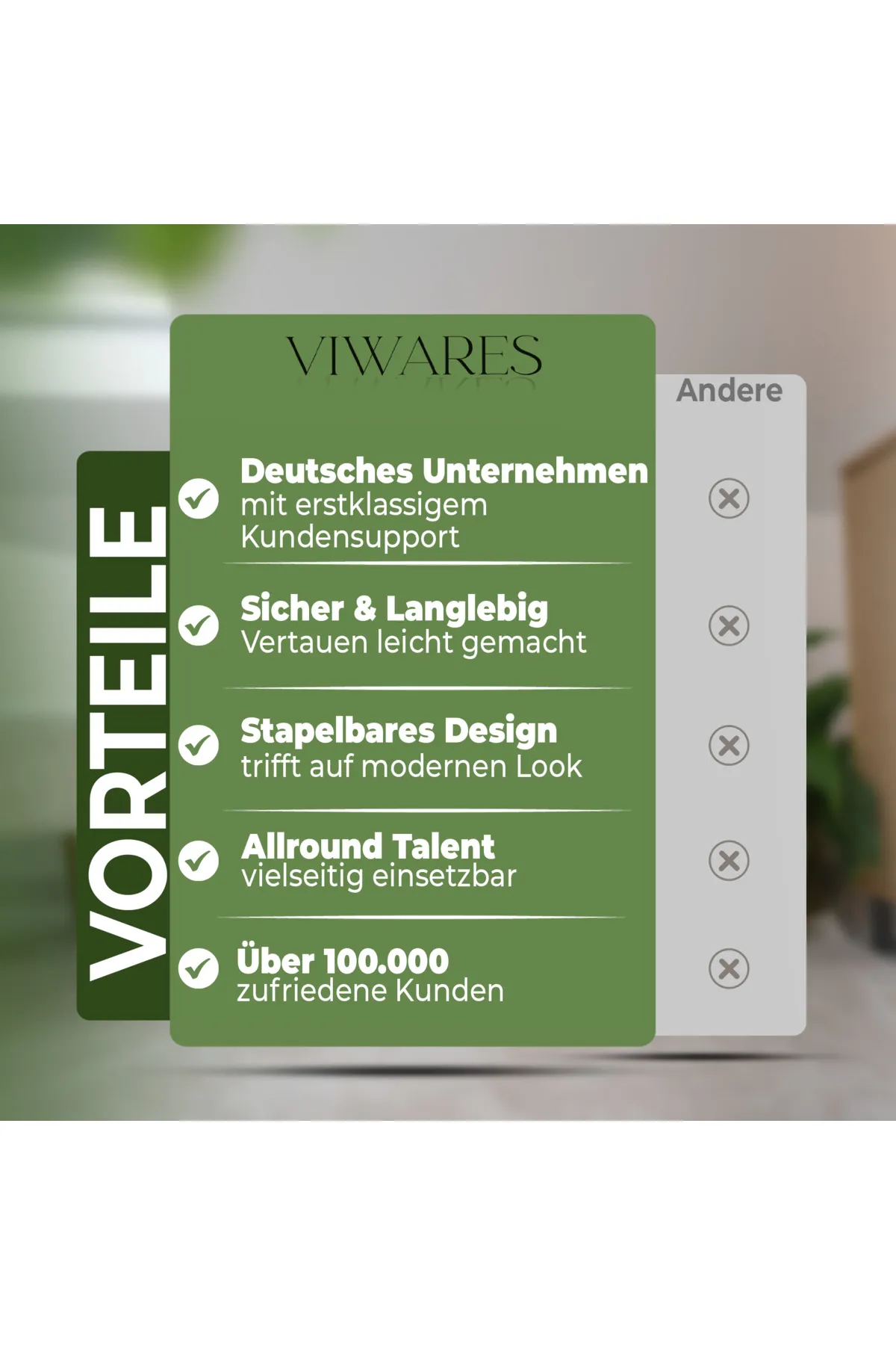 Viwares  Faltbare Aufbewahrungsbox mit Deckel - 3 Stapelbare Aufbewahrungsboxen