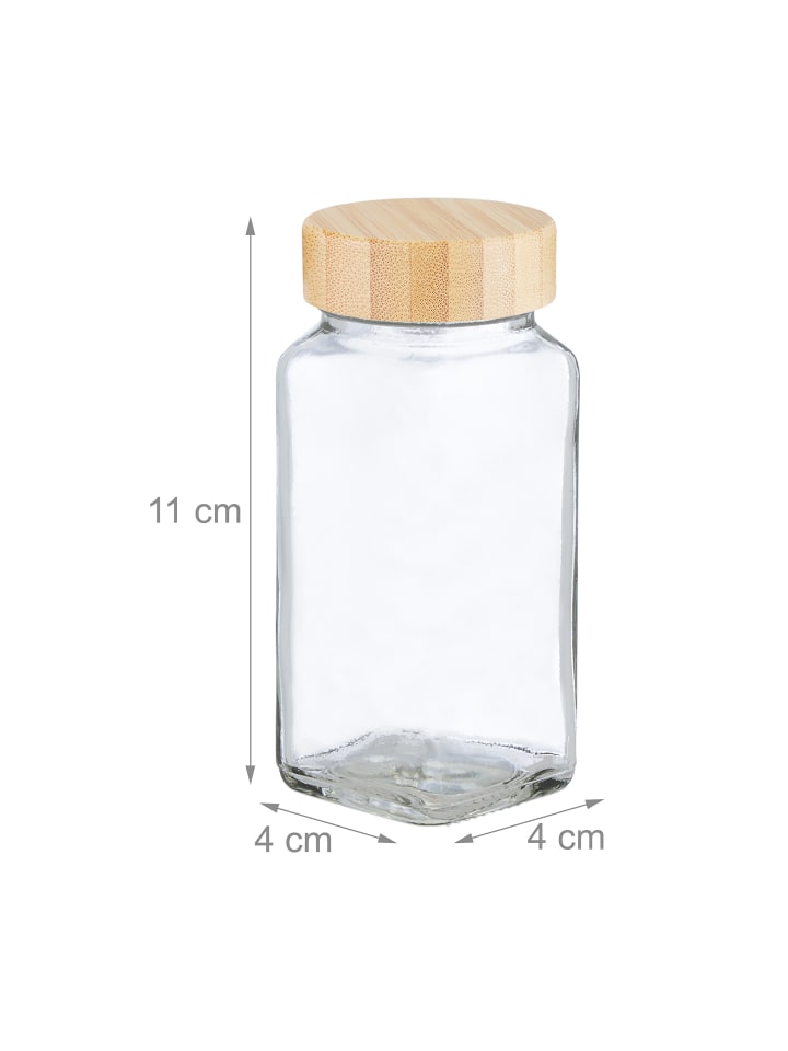 relaxdays 20 x Gewürzgläser in Transparent/ Natur - (B)4 x (H)11 x (T)4 cm günstig kaufen onesize