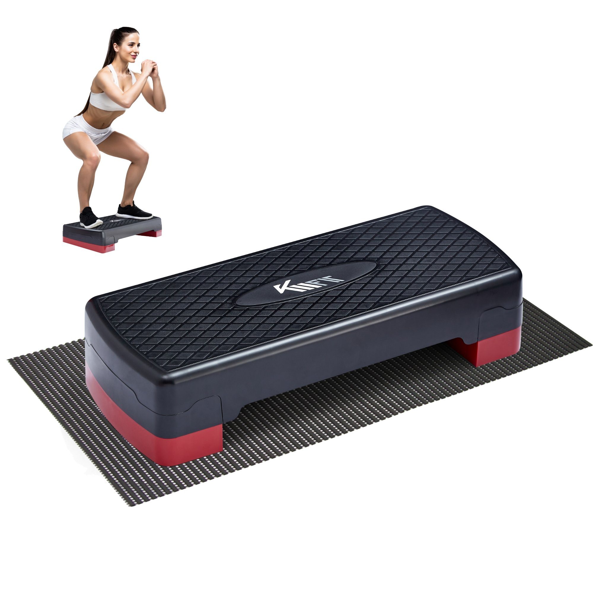 KM - Fit Stepper Fitness Stepper Steppbrett Aerobic Stepper Step-Bench Home-Stepper (mit Anti-Rutsch-Matte), 2-Höhen