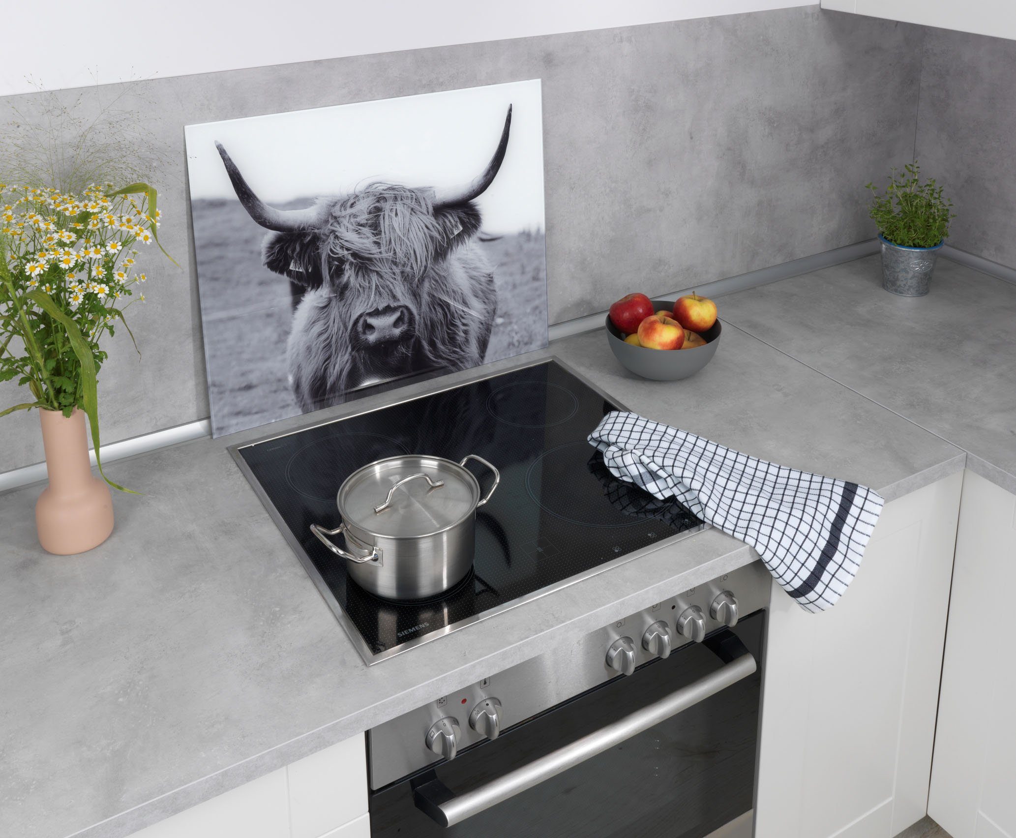 WENKO Küchenrückwand Highland Cattle, gehärtetes Glas, 60x50 cm