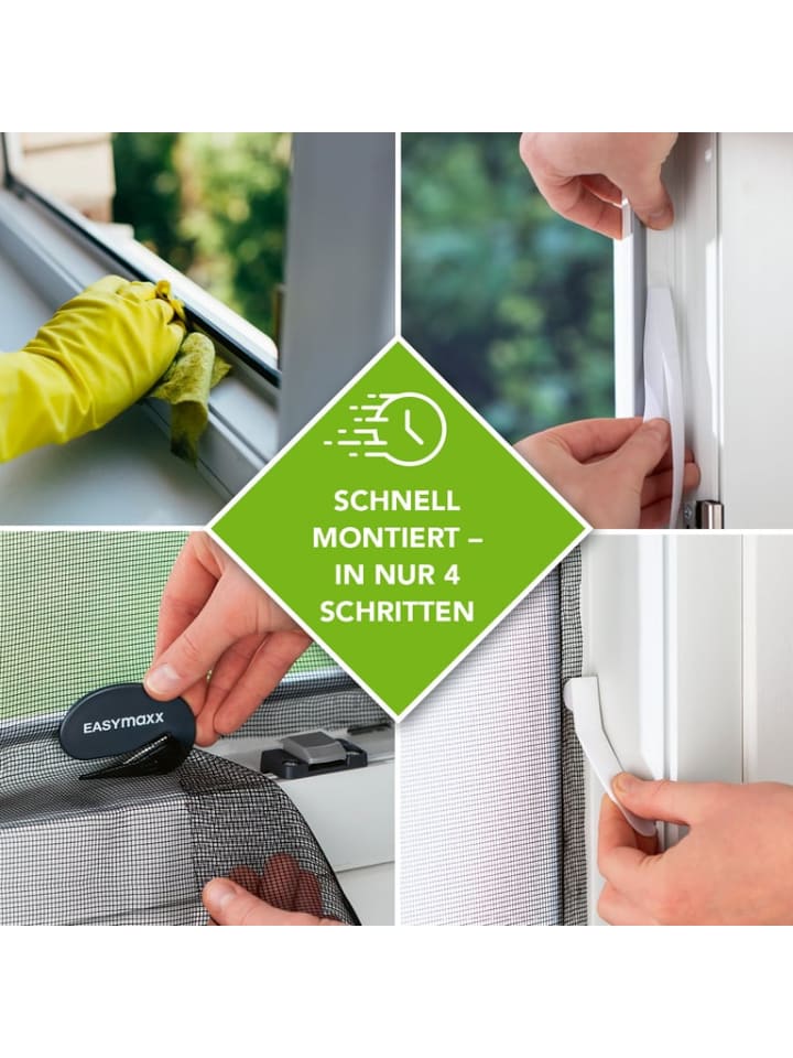 EASYmaxx EASYmaxx Fenster Moskitonetz mit Klettverschluss - 130x150cm - Schwarz günstig kaufen onesize