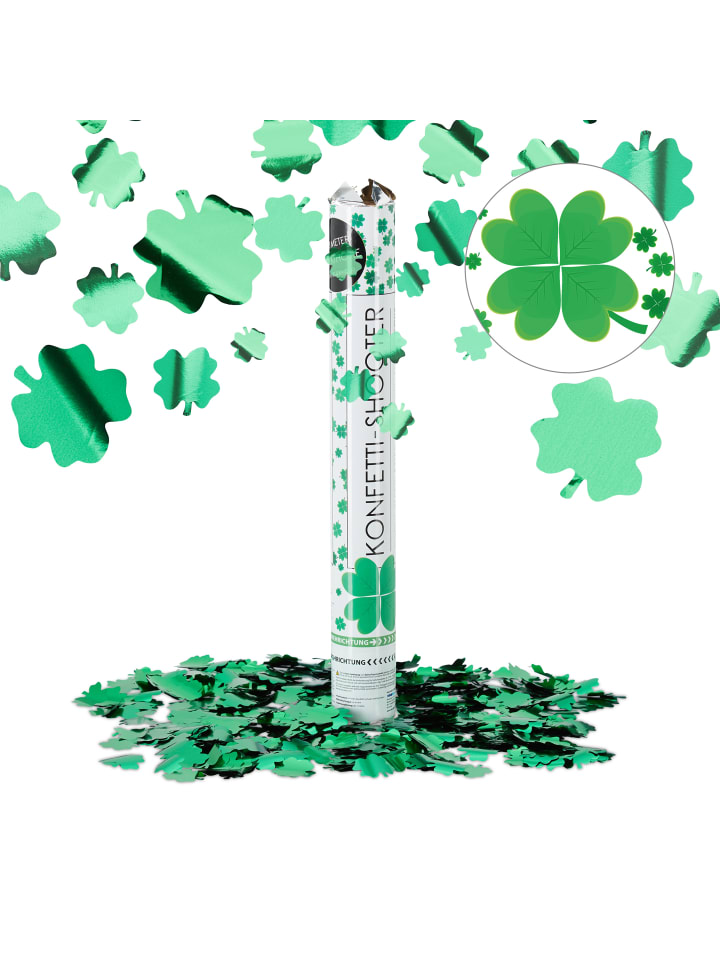 relaxdays Party Popper Kleeblatt in Grün - 40 cm günstig kaufen onesize