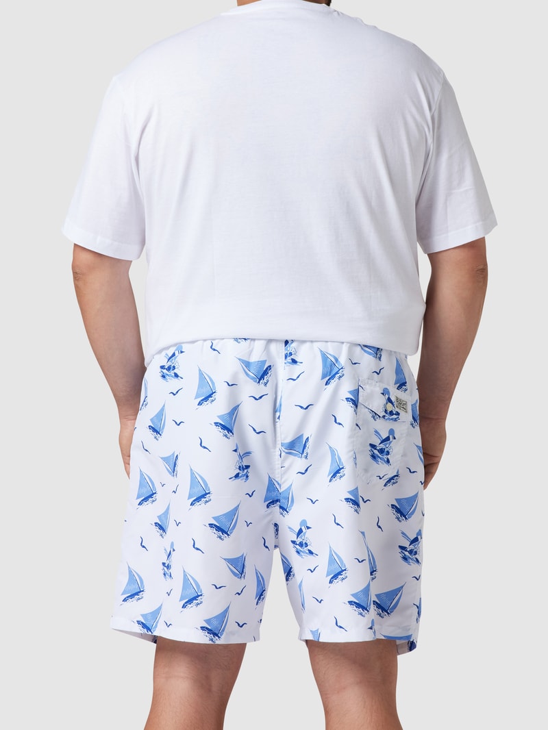 Badehose mit Allover-Muster in weiß