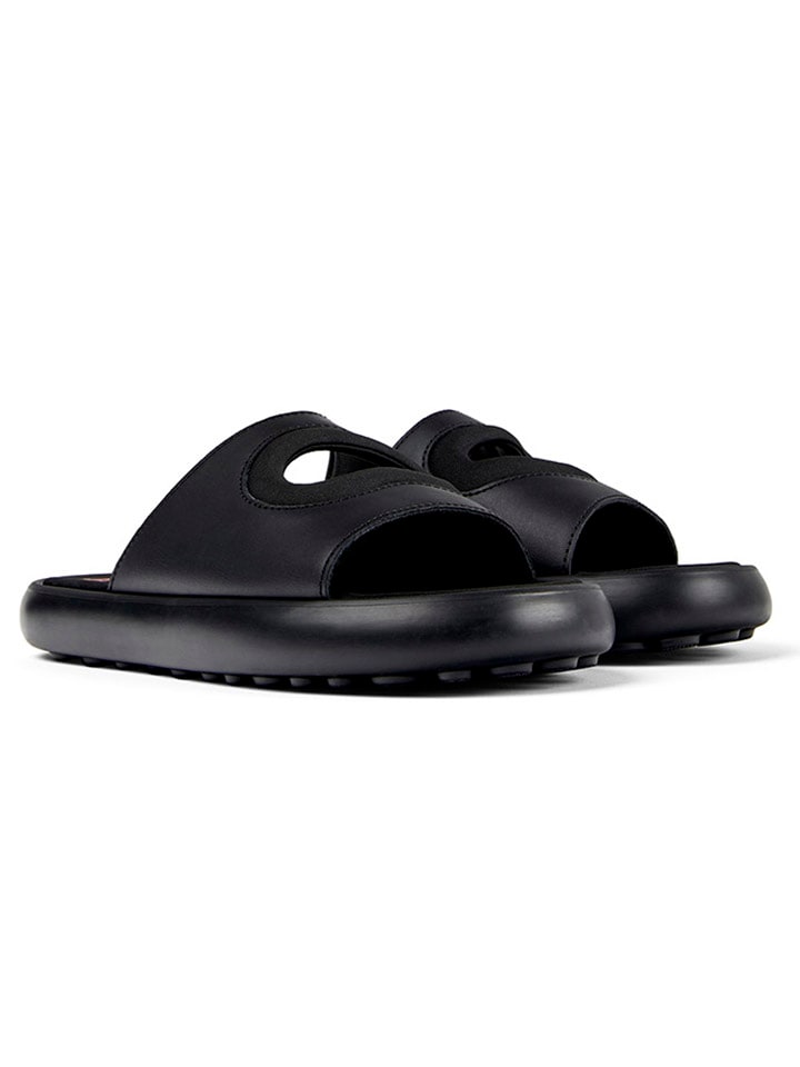 Camper Leder-Pantoletten in Schwarz günstig kaufen