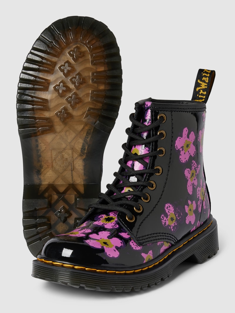 Boots aus Leder mit Allover-Muster in schwarz