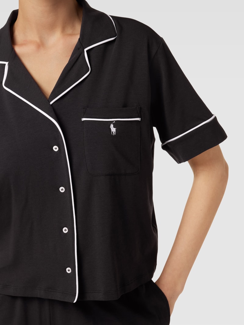 Pyjama mit Label-Stitching in schwarz