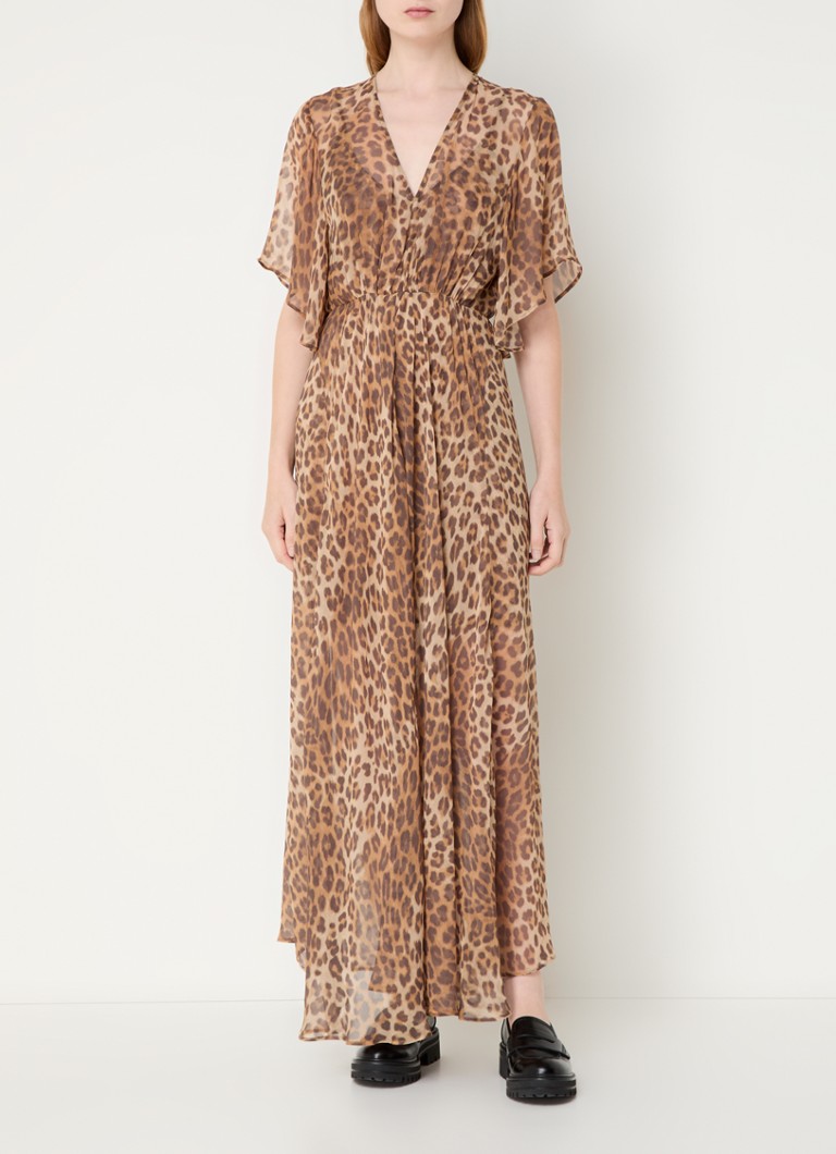Maje maxi dress with leopard print and V-neck