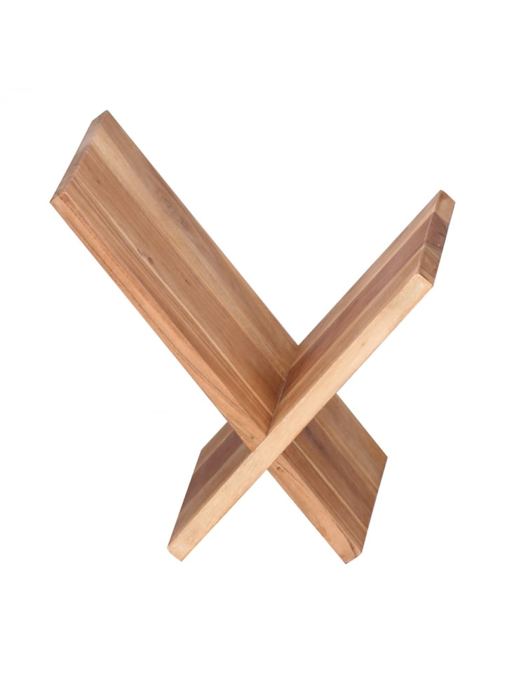 KADIMA DESIGN Zeitungsständer MUMBAI Massivholz X-Form 31 cm in Akazie günstig kaufen onesize