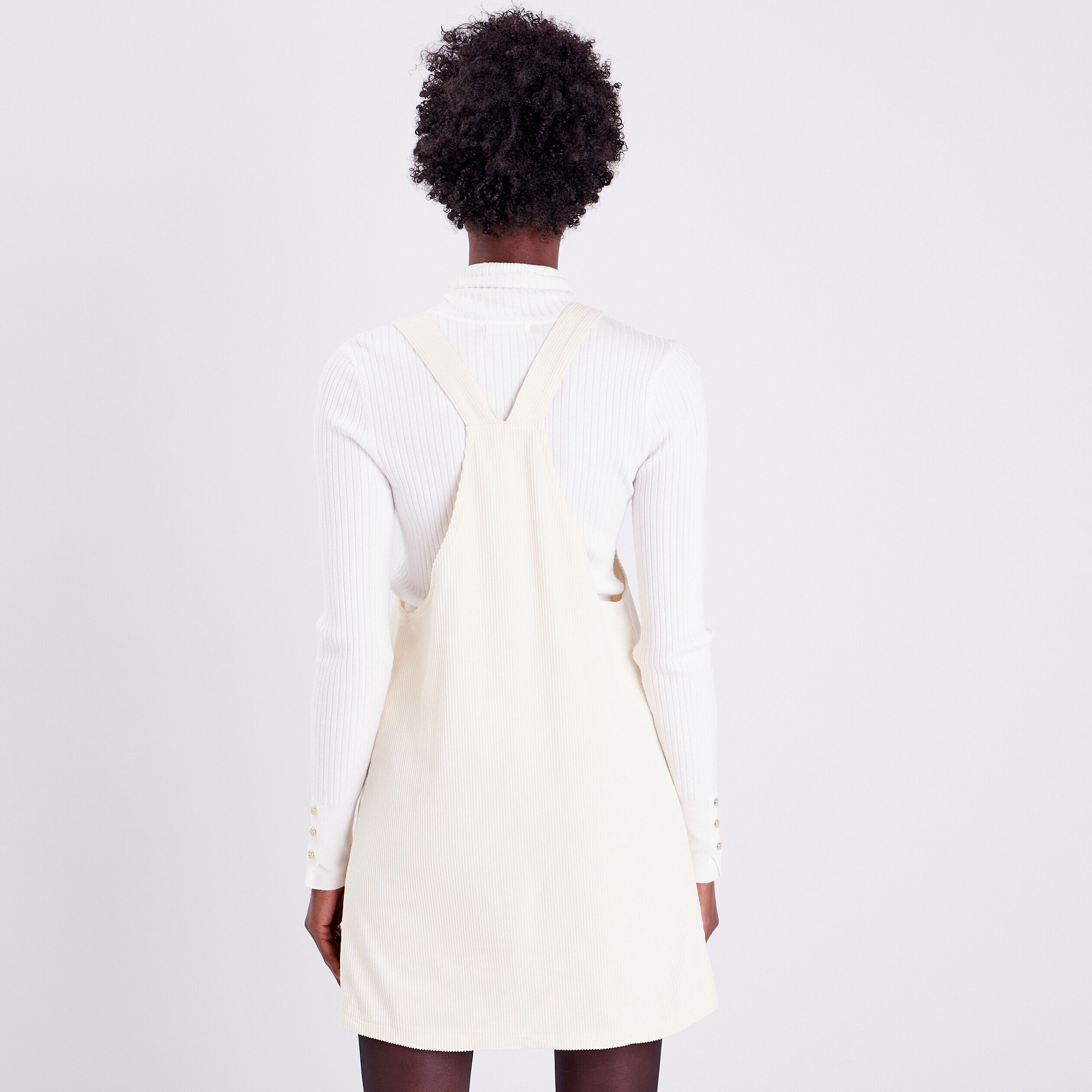 Robe salopette droite velours ivoire femme | Cache Cache