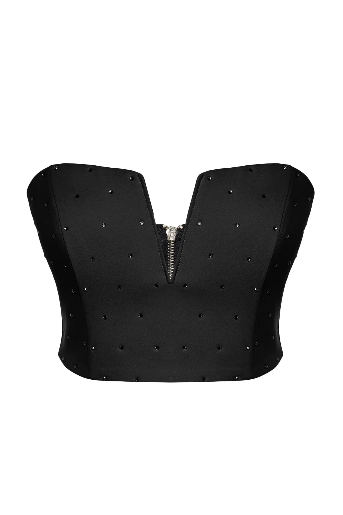 Trendyol Collection  Schwarzes Crop-Bustier mit glänzendem Stein TPRSS23BS00130/Schwarz
