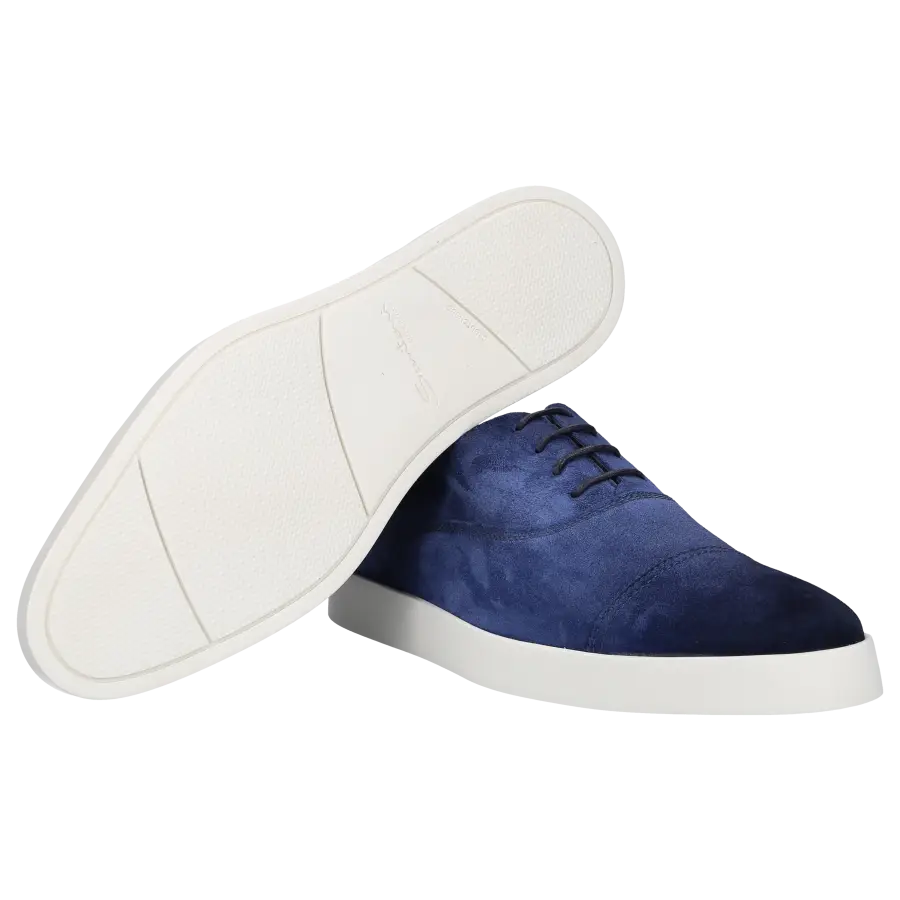 Santoni - Businessschuhe Oxford 17831 Veloursleder - blau