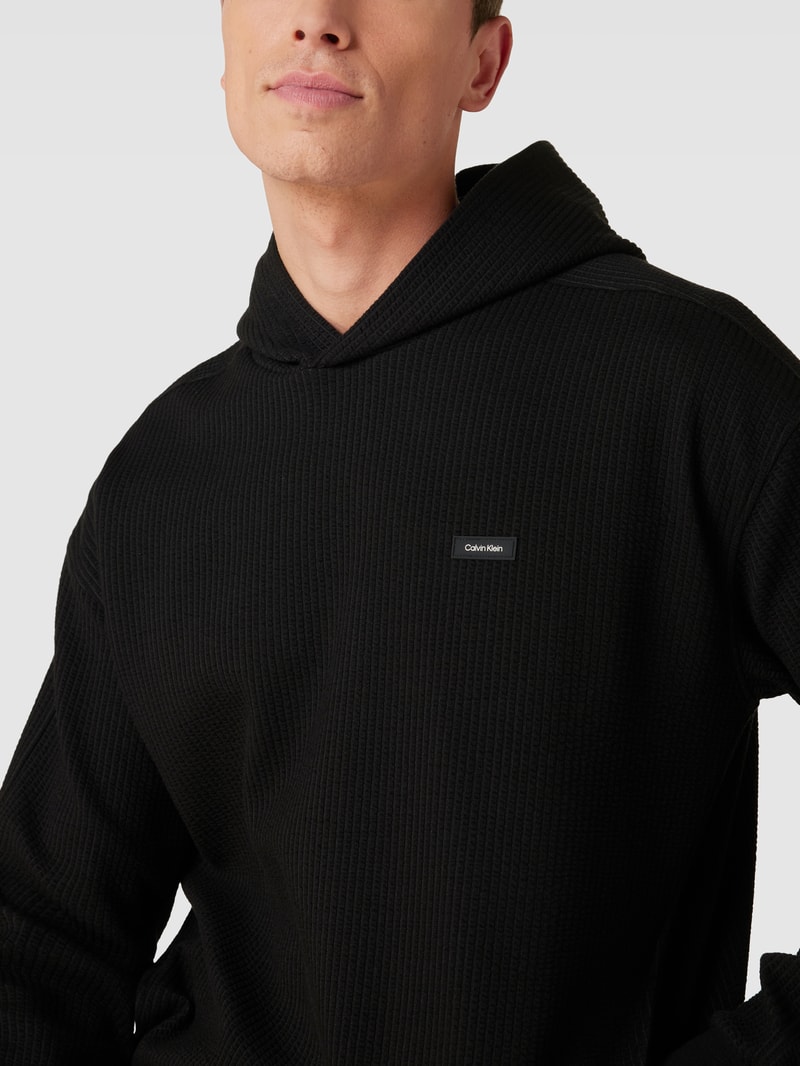 Hoodie mit Strukturmuster Modell 'OTTOMAN' in schwarz