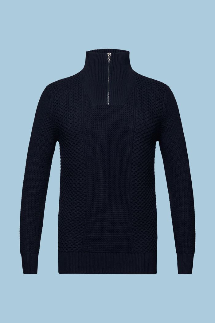 Zopfstrickpullover mit halbem Zipper