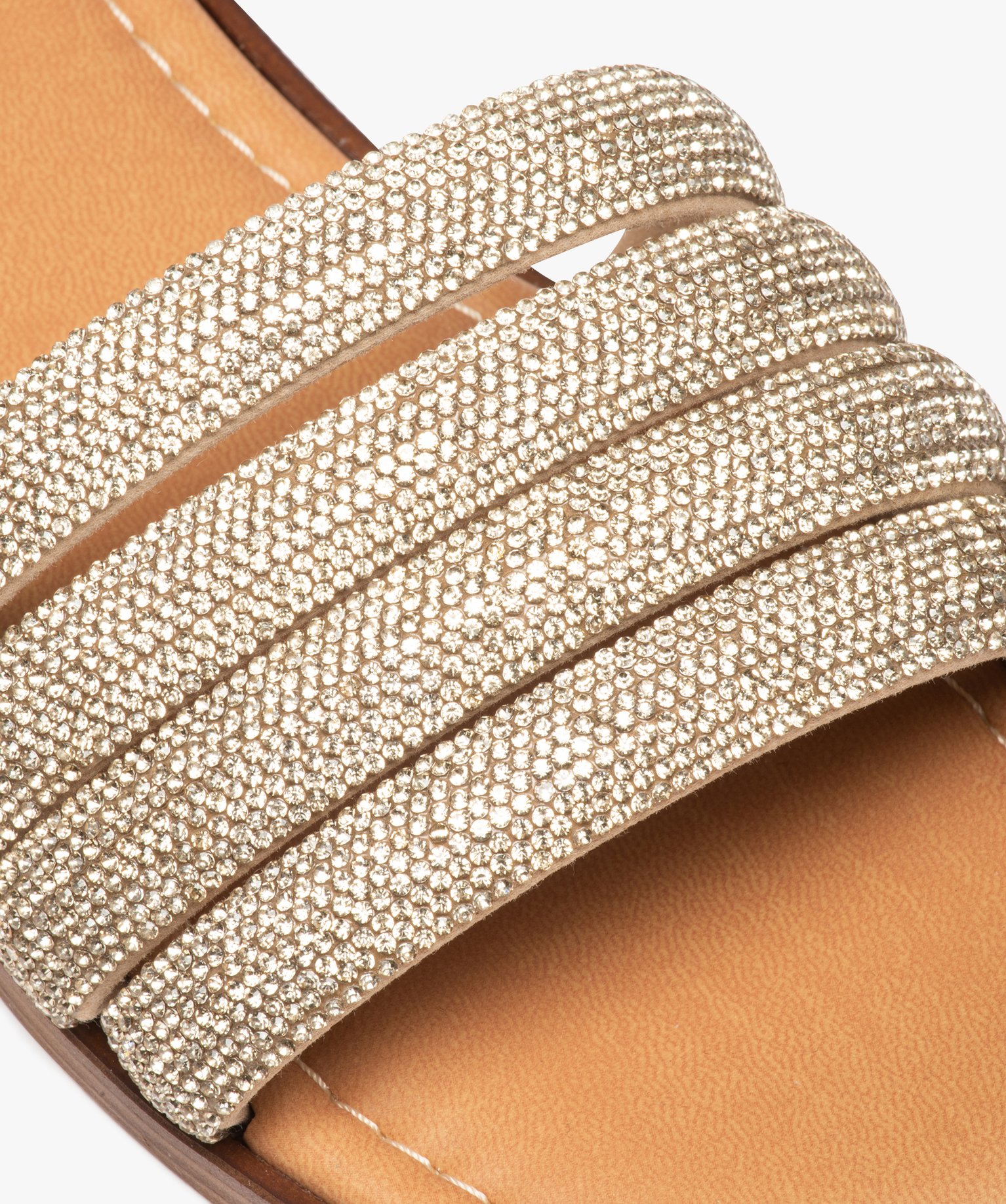 Mules femme à brides arrondies et à strass argent | GEMO