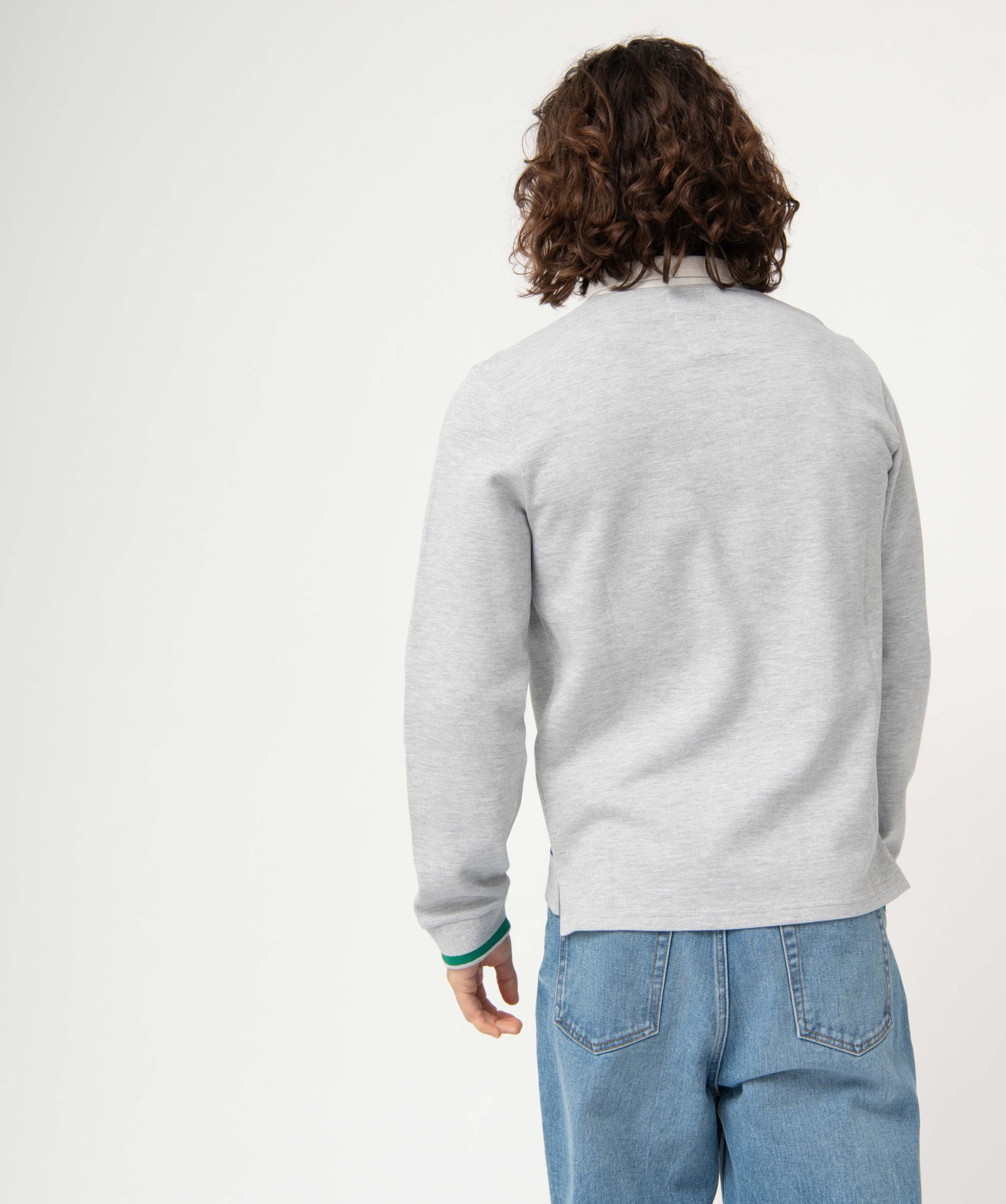 Polo homme à manches longues en maille piquée - Camps United gris | GEMO