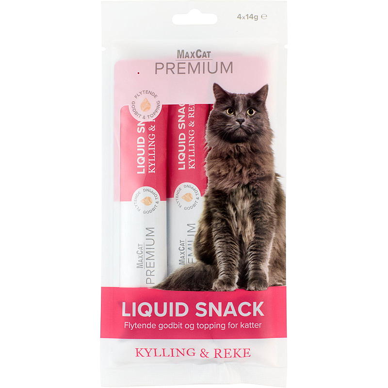 MaxCat Kattesnacks 4x14 g Kylling & reke liquid MaxCat