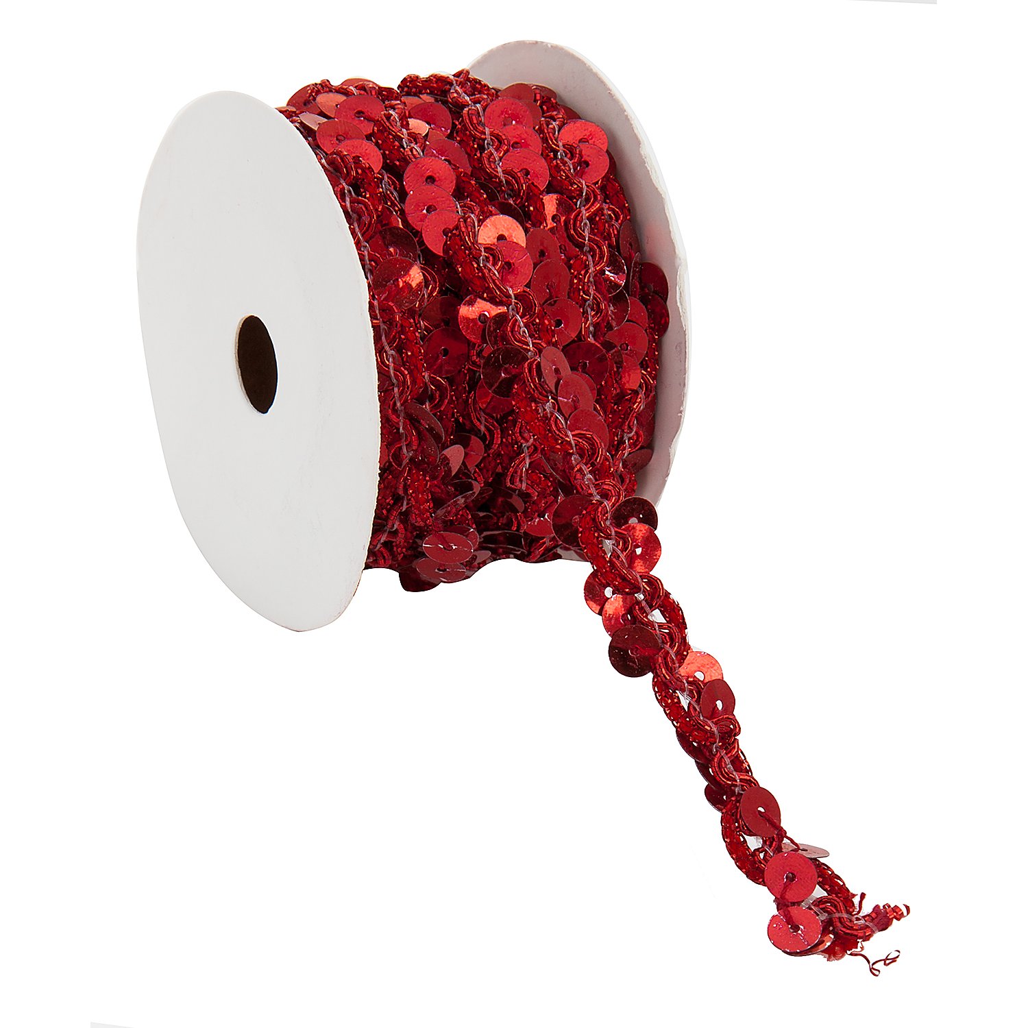 Metallic-Paillettenband, rot, Breite: 10 mm, Länge: 3 m