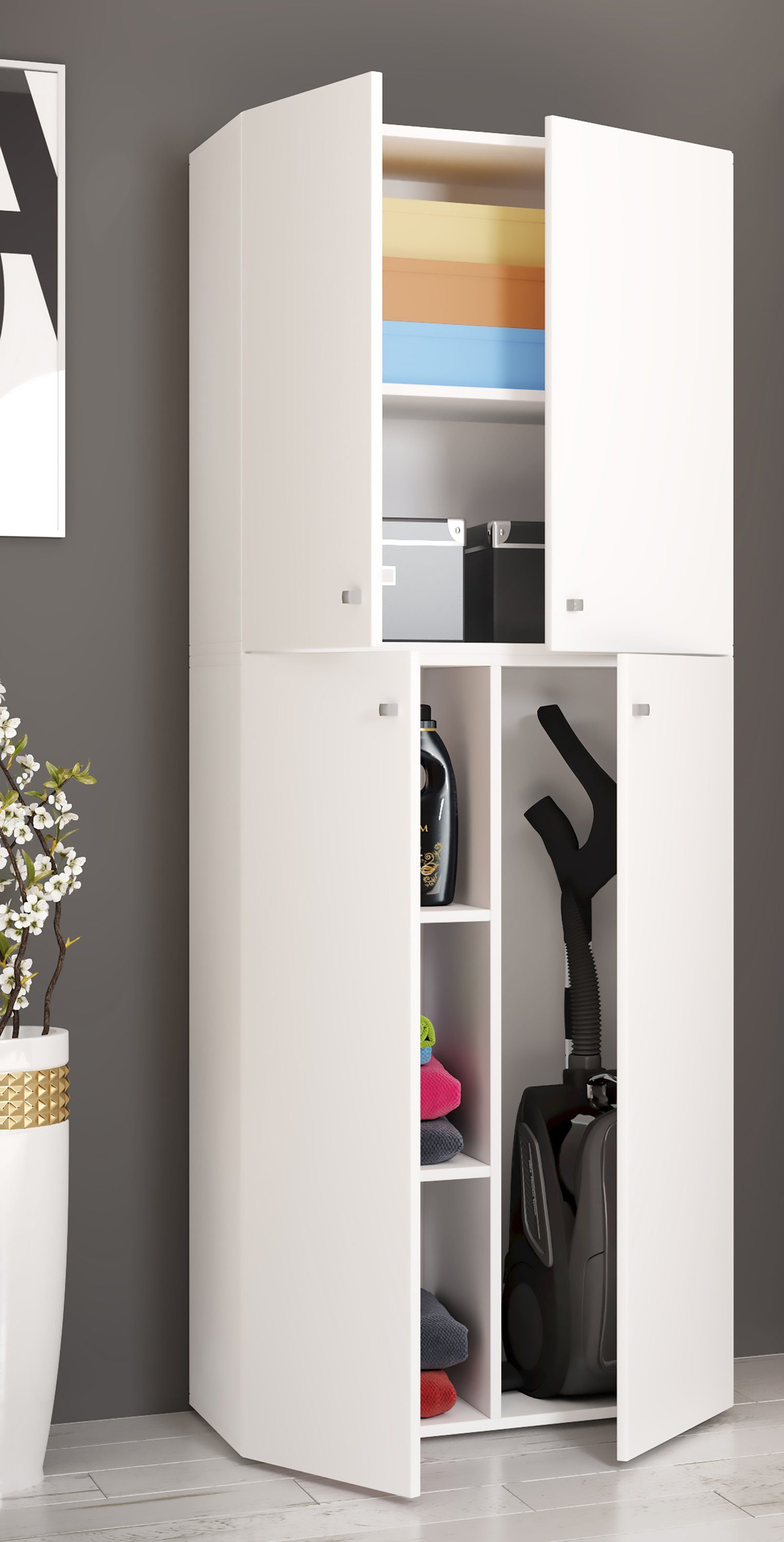 VCM Mehrzweckschrank Holz Besenschrank Staubsauger Putzschrank Lona (1-St)