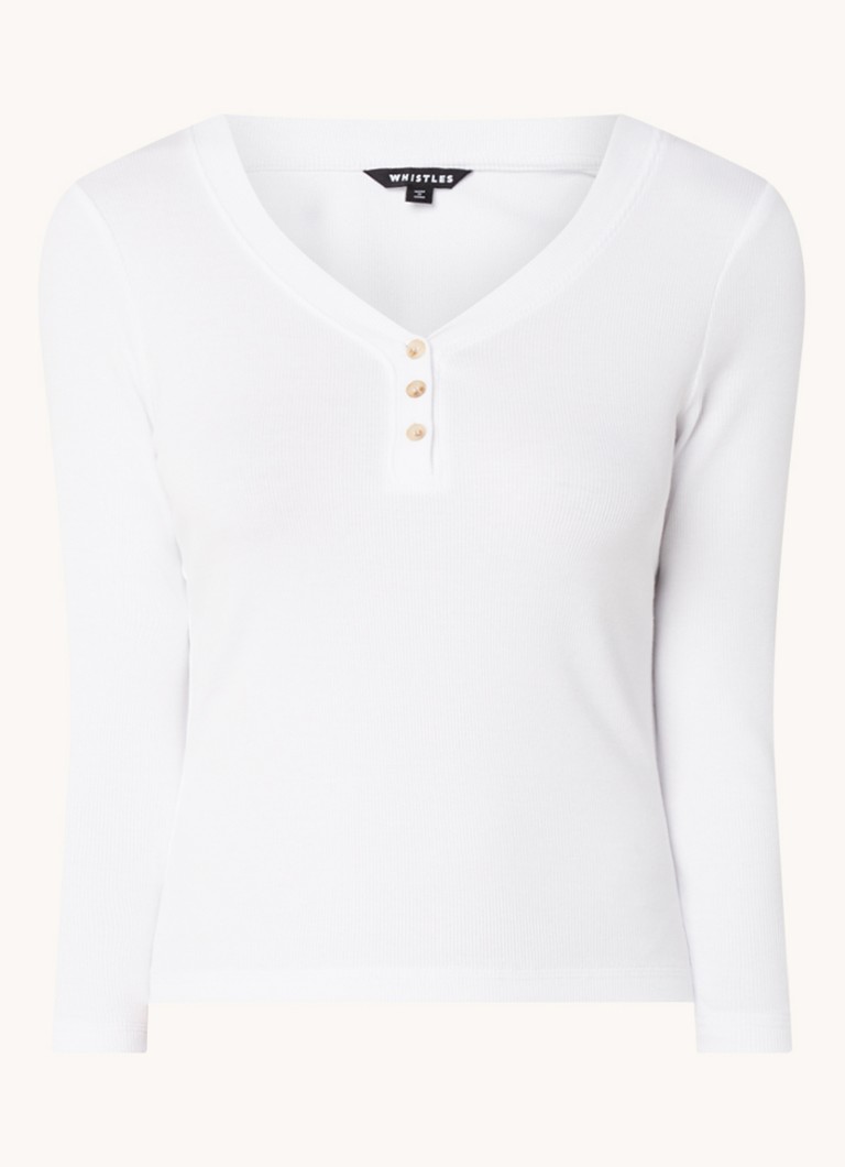 Whistles Rib knitted top with V-neck