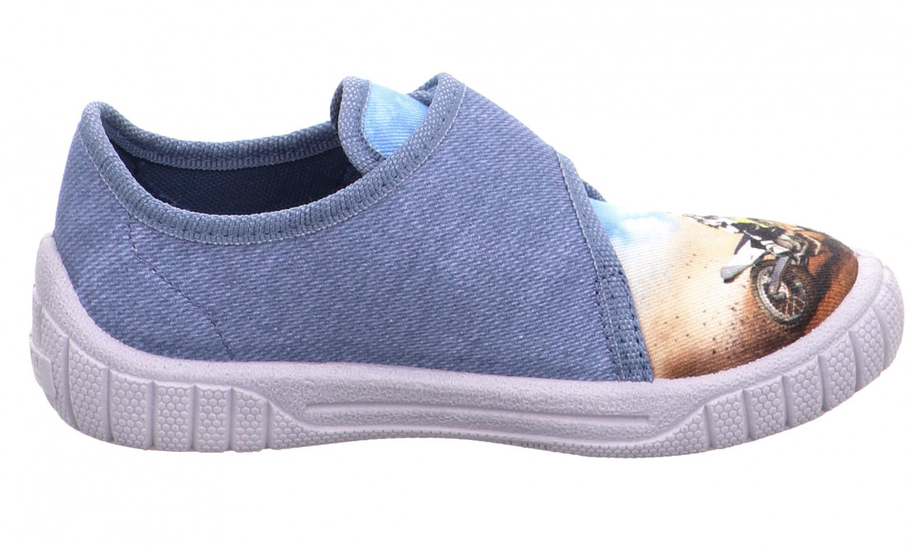 BILL - Blau Hausschuh mit Klettverschluss