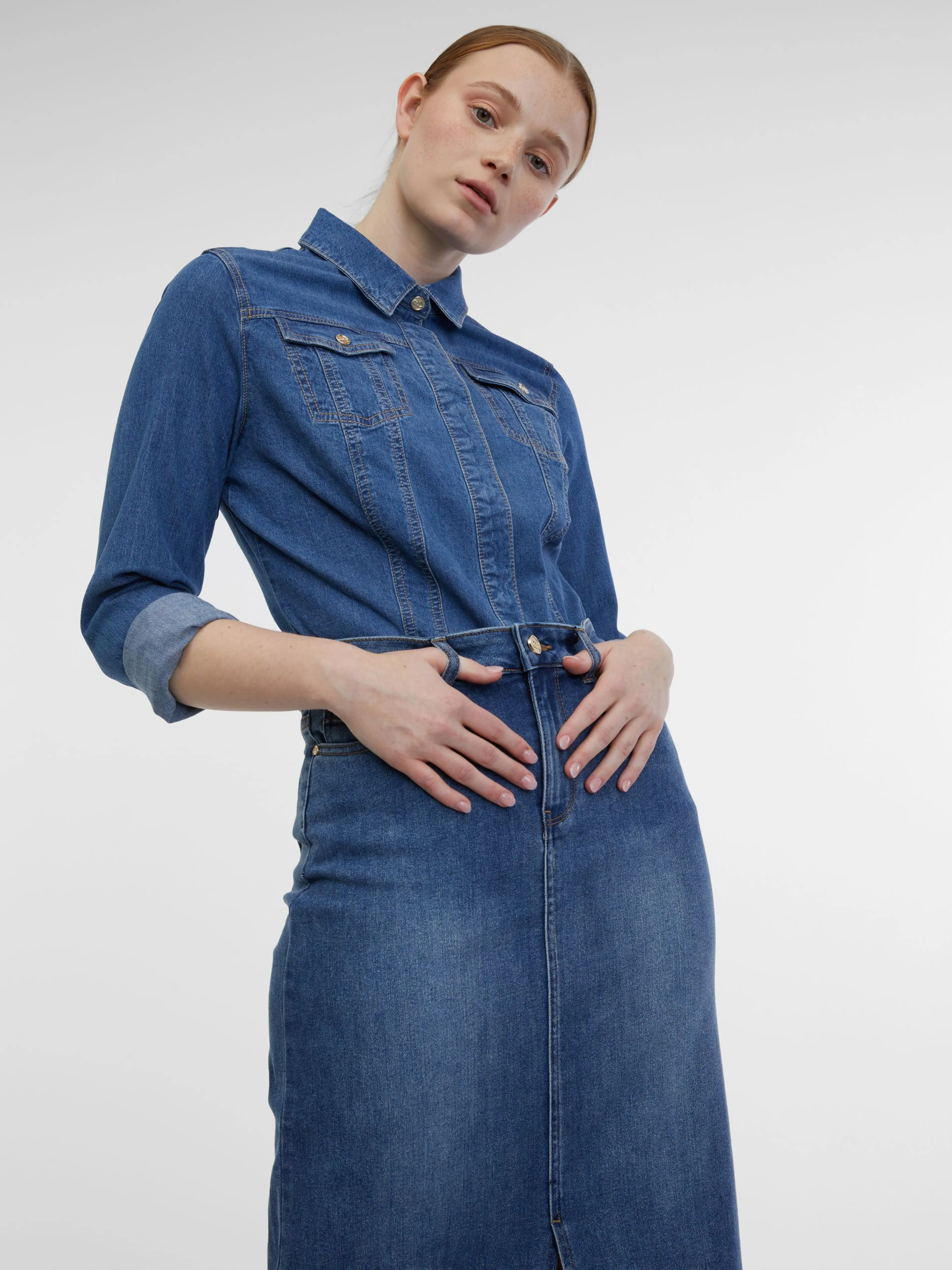 Blauer Jeans-Midirock Damen ORSAY