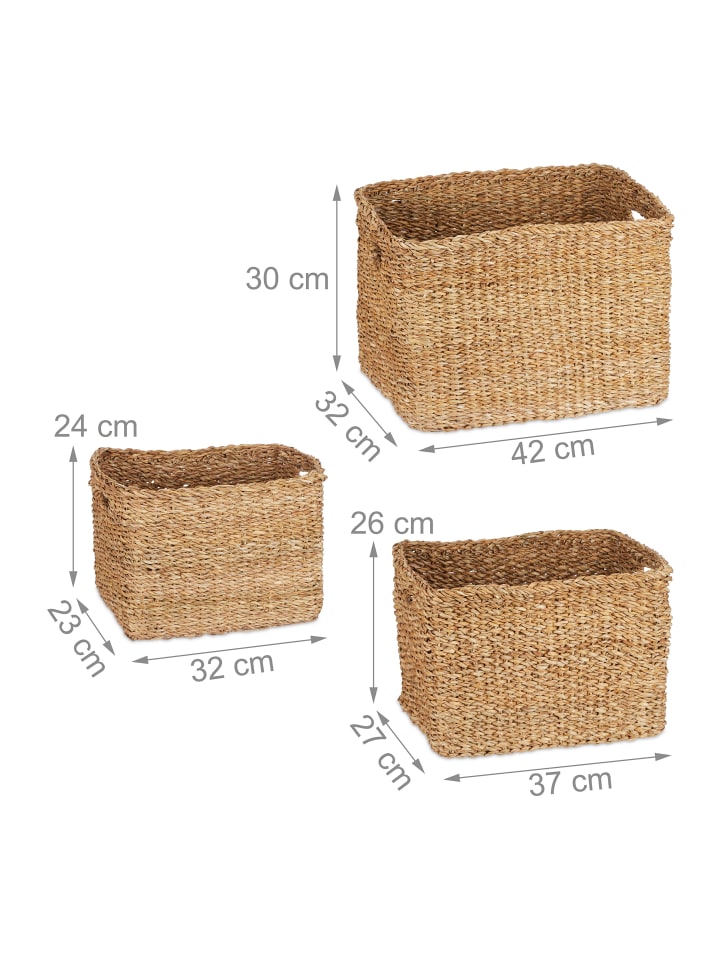 relaxdays 3tlg. Aufbewahrungskorb Set in Natur günstig kaufen onesize