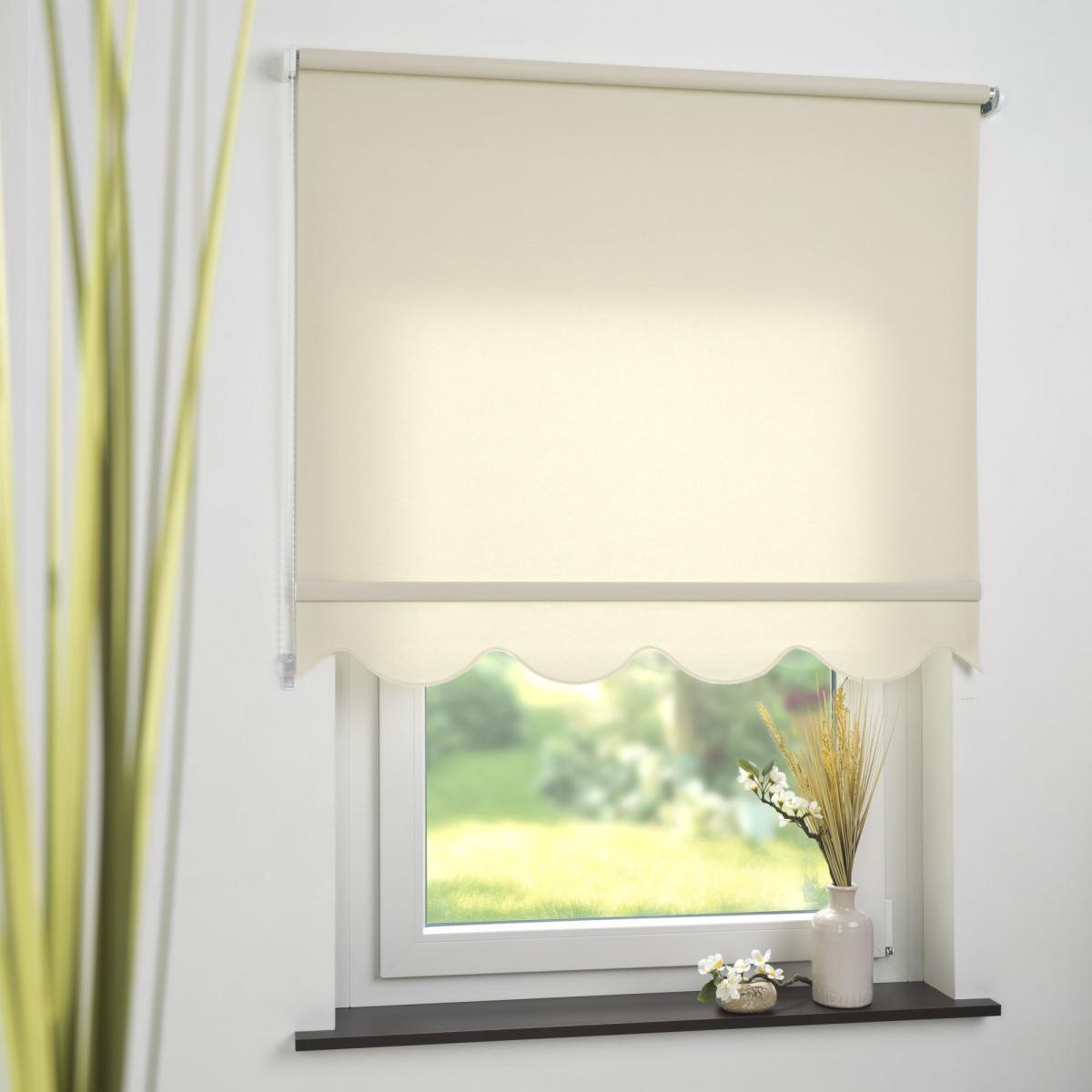 Bella Casa Seitenzugrollo Kettenzugrollo Volantrollo Rollo Klassik lichtdurchlässig 92 x 180 cm beige für Fenster