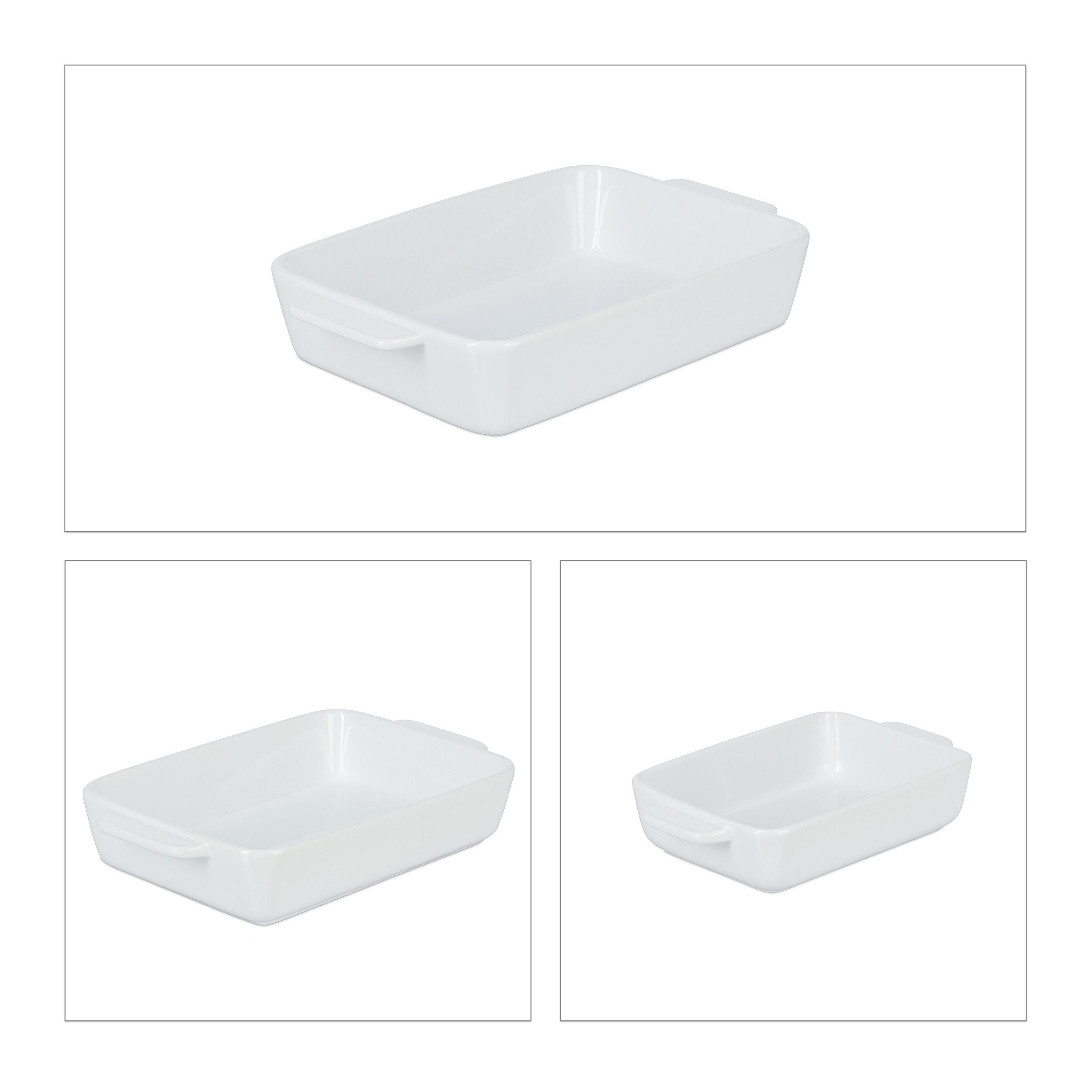 relaxdays Auflaufform Keramik Auflaufform 3er Set, Keramik