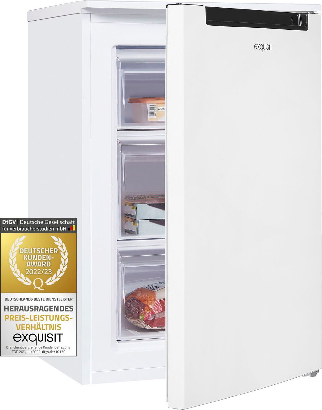 exquisit Gefrierschrank GS81-040C weiss, 85,5 cm hoch, 54,5 cm breit