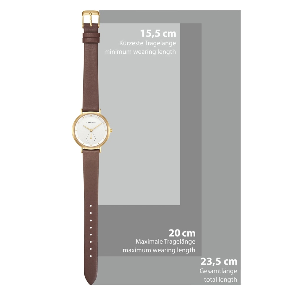 EASTSIDE Montre à quartz Pranera en Or jaune Cuir véritable en Marron Montre
